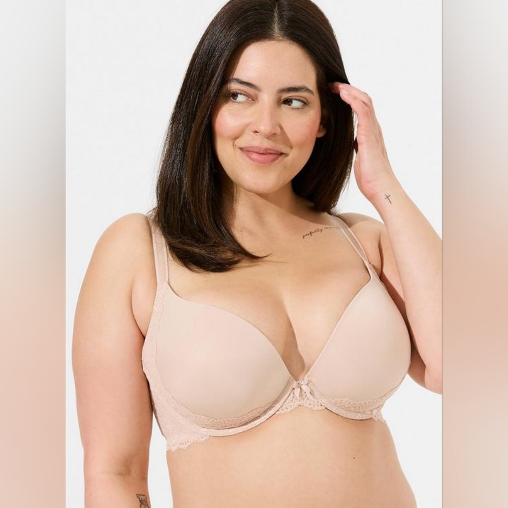 Torrid Plunge Push-up Straight Back Bra With Lace